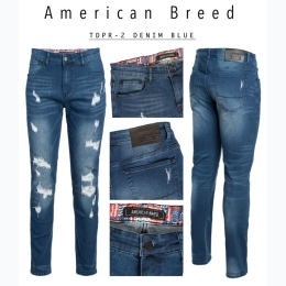 Men's Rip & Repair Jeans By American Breed in Dark Blue