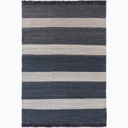 7'x10' Blue Highland Hand Woven Striped Jute/Wool Area Rug - Blue