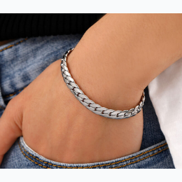 Men's Stainless Steel Simple Thick Chain Design Bracelet - 2 Options