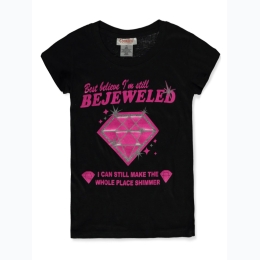 Girls Bejeweled Graphic Tee in Black