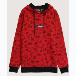 Men's Paisley Print Culture Hoodie - RED - SIZE S
