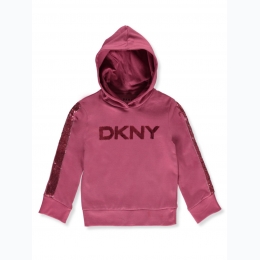 Girl's Flip Sequin DKNY Hoodie in Deep Rose - SIZE 4