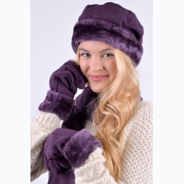 Women's 3pc Solid Color Fleece Winter Hat Set