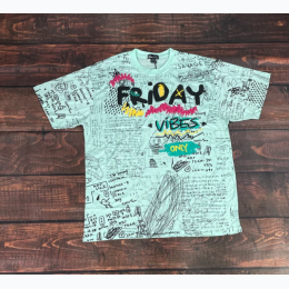 Extended Big & Tall Men's Friday Vibes Short Sleeve T-Shirt in Mint