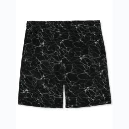 Boy's Quad Seven Crackle Print Athletic Shorts in Black