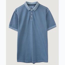 Men's Tipped Rib Knit Polo in Light Blue