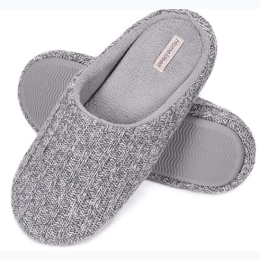 Women's Knit Slide Slippers - 2 Color Options - Grey Large