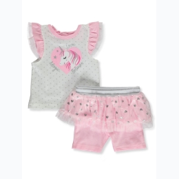 Newborn Girl's 2pc Magic Unicorn Heart Tutu Short Set