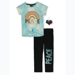 Girl's Dreamstar PEACE Legging Set w/ Heart Keychain