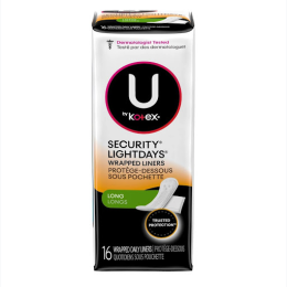 U By Kotex® 16ct Security Lightdays Long Panty Liners