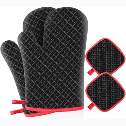 Heat Resistant Oven Mitts and Pot Holders Set