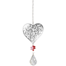 Single Heart Faceted Crystal Sun Catcher - 12" L