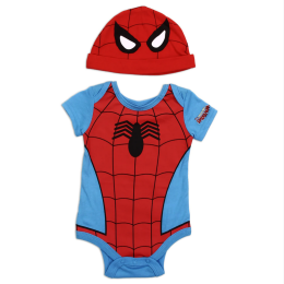 Newborn Boy Spider-Man Creeper Onesie & Hat Set