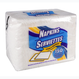 1-ply Super Absorbent White Paper Napkins - 150-ct
