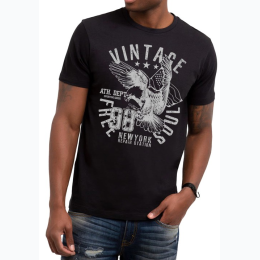 Men's Vintage Look "Free Soul" T-Shirt In Black