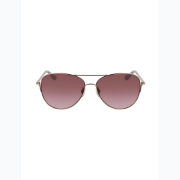 Women's Foster Grant Rose Gold Rim & Purple Lens Aviator Sunglasses