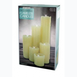 6pc Decorative Flameless Pillar Candles Set