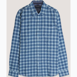 Men's Brushed Yarn Dye Flannel Shirt in Teal Plaid