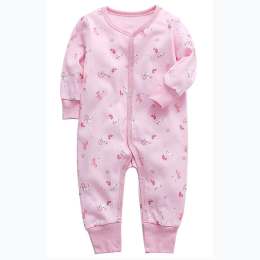 Newborn Unicorn & Rainbow Print Jumpsuit in Pink
