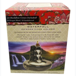 Medium 3-Tiered Waterfall Incense Cone Holder w/ 20 Incense Cones