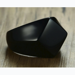 Men's Rhombus Casting Stainless Steel Ring in Black