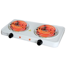MegaChef Electric Easily Portable Ultra Lightweight Dual Coil Burner Cooktop Buffet Range in White