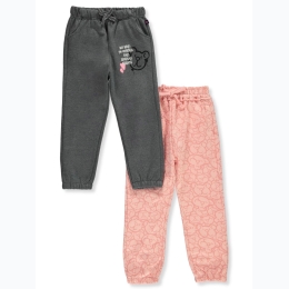 Toddler Girl Limited Too 2pk Smile Bear Joggers in Solid Grey & Pink Print