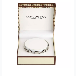 Men's London Fog Stainless Steel Curb Link Bracelet - Silver