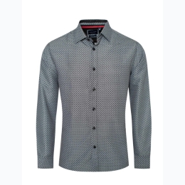 Men's Interlocking Print Button Down Dress Shirt in Black/White