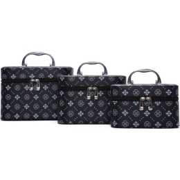 Monogram Printed 3-in-1 Cosmetic Case w/ Mirrors - 2 Color Options