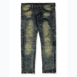 Boys Road Narrows Distressed Moto Dirty Blue Wash Jeans