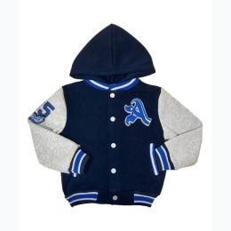 Toddler Boy Snap Up Hooded Varsity Jacket - 2 Color Options
