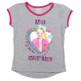 Girls JOJO SIWA "No Haters" T-Shirt in Grey - SIZE 5