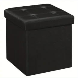 15" Collapsible Faux Leather Storage Ottoman - 2 Color Options