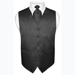 Men's Big & Tall Vesuvio Napoli Paisley Design Vest & Tie Set - 3 Color Options