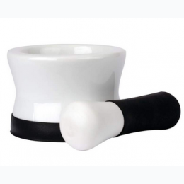 HEALTHSMART™ Porcelain Mortar and Pestle with Black Silicone Base