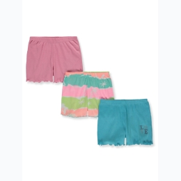 Girl's 3-Pack Palm Print & Solid Shorts - Size 4-6x