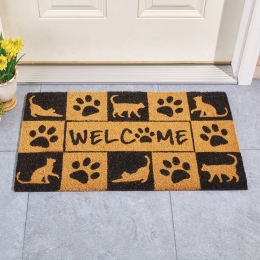 Cats and Paw Prints Patchwork Welcome Door Mat