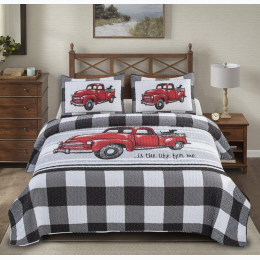 Virah Bella® Collection - "Farm Life Black and White Plaid " Quilt Set - Full/Queen