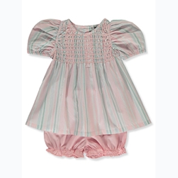 Infant Girl 2pc Smocked Pastel Strip Sundress Set