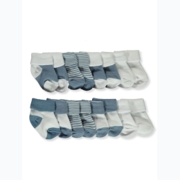 Baby Boy 8-Pack Super Soft Cuffed Socks by Stepping Stones - 0-6 Months