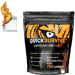 QuickSurvive Weatherproof and Waterproof Fire Starter Pouch 12 Pack