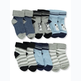 Baby Boy 6-Pack Stepping Stones Foldover Cuff Socks - 6-12 Months