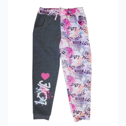 Girls' Love/Grafitti Spliced Print Jogger Pants