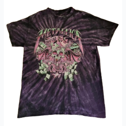 Adult Vintage Metallica Nor Cal Skull Logo Purple Tie-Dye Graphic Tee - SIZE M