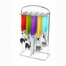 Gibson Home Santoro 20-Piece Stainless Steel Flatware Set with Hanging Rack in Assorted Colors