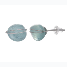 Sterling Silver Tumbled Stone Stud Earrings - Aquamarine
