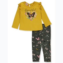 Infant Girl Butterfly & Floral Legging Set by Real Love
