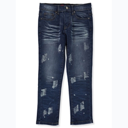 Boys PANYC Bleach Marked Paint Drip Jeans in Dark Wash- 16