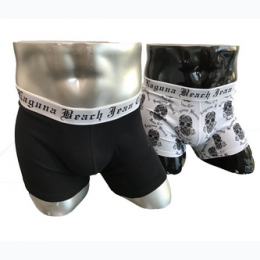 Men's Laguna Beach Boxer Briefs in Black/White- 2pk (1 print/1 solid)